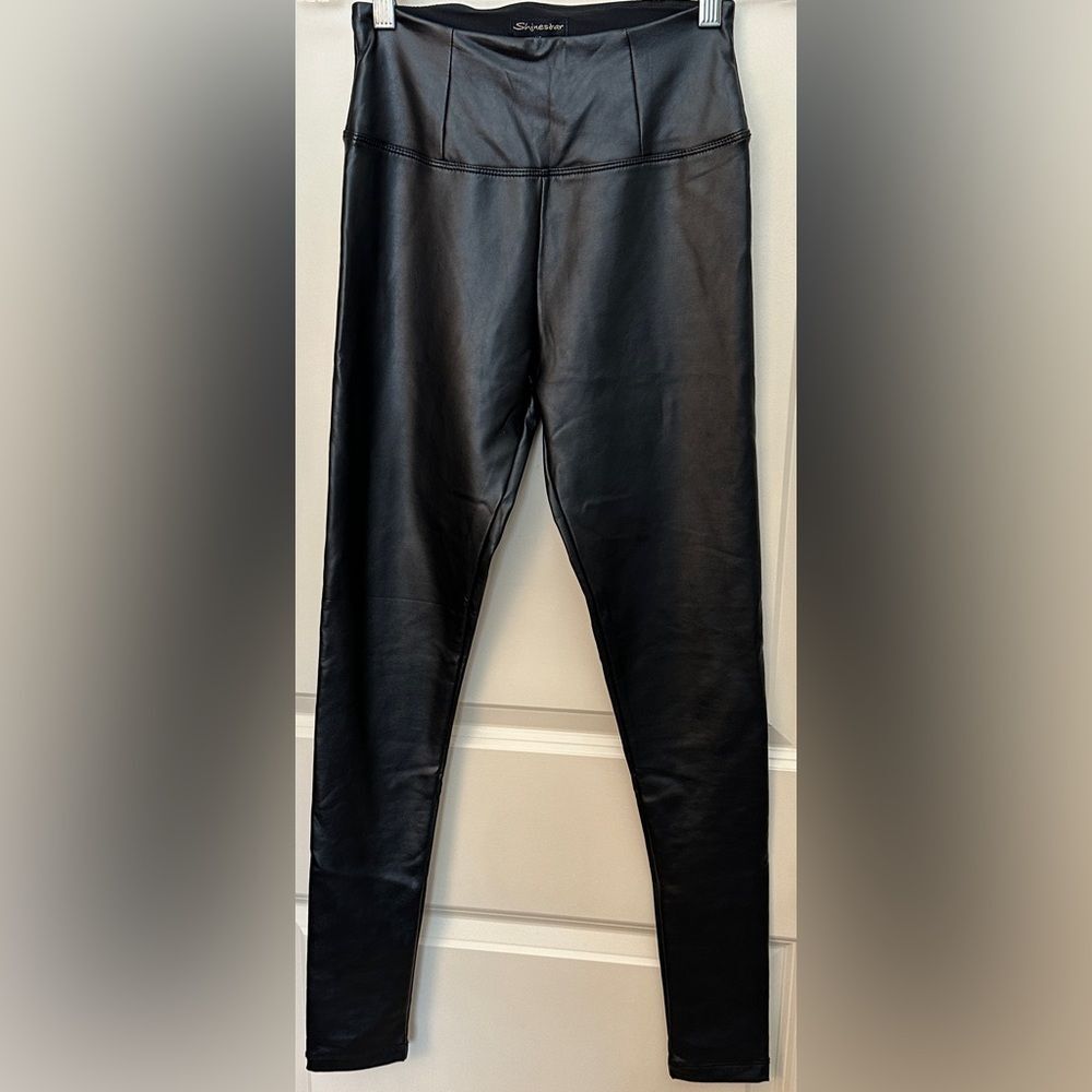 Shinestar Shiny Black Ankle Leggings Women's Sz XS